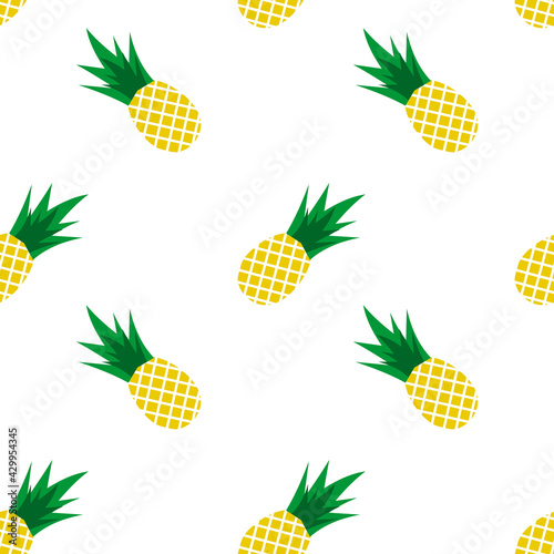 Pineapple seamless pattern isolated on white background