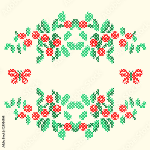 embroidery cranberry ornament