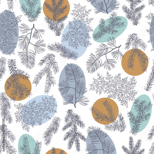 Vector   pattern with Christmas plants