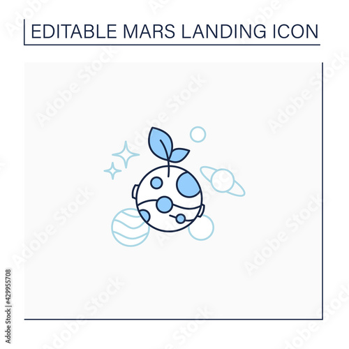 Life on Mars line icon. Finding life on planets. Favorable living conditions.Mars landing concept. Isolated vector illustration. Editable stroke