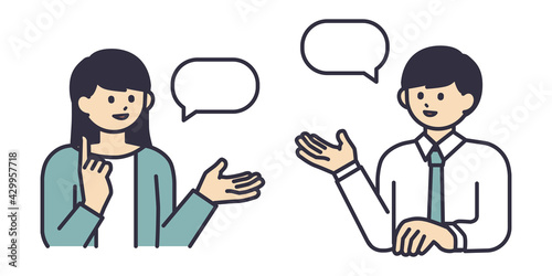 ディスカッションをする男女のイラスト素材
