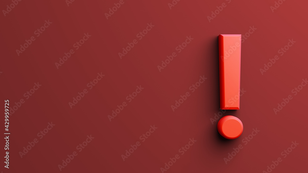 Red exclamation mark on red background