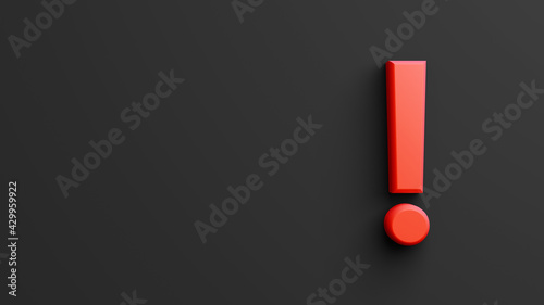 Red exclamation mark on black background