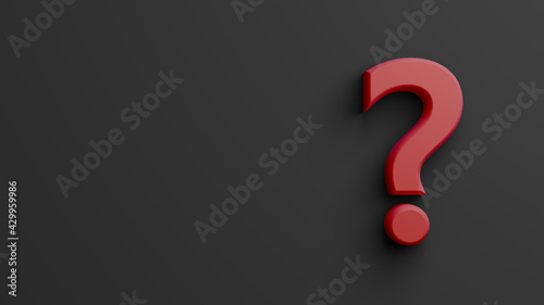 red question mark on black background