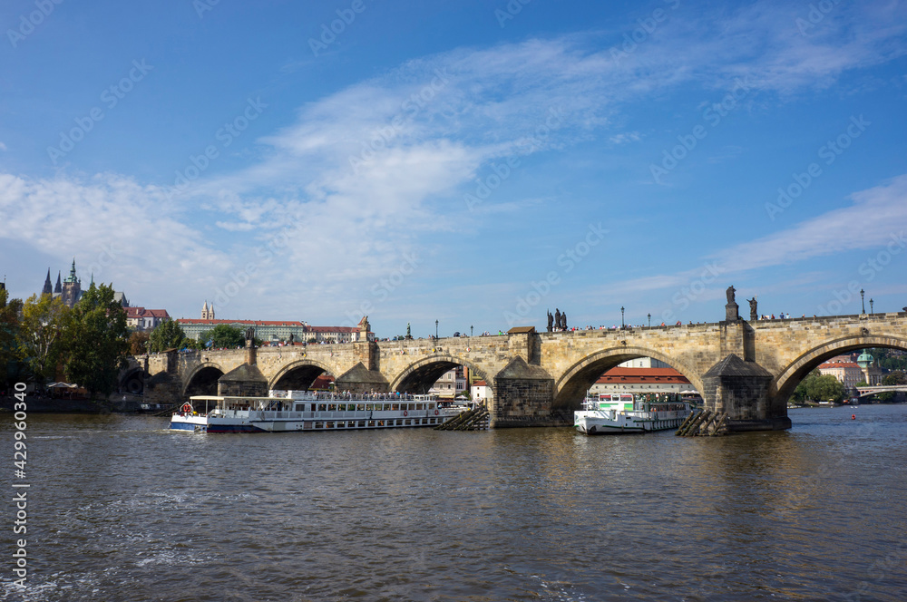 Scenic view on Prague old town and iconic Charles bridge, Czech Republic Scenic view on Prague old town and iconic Charles bridge, Czech Republic