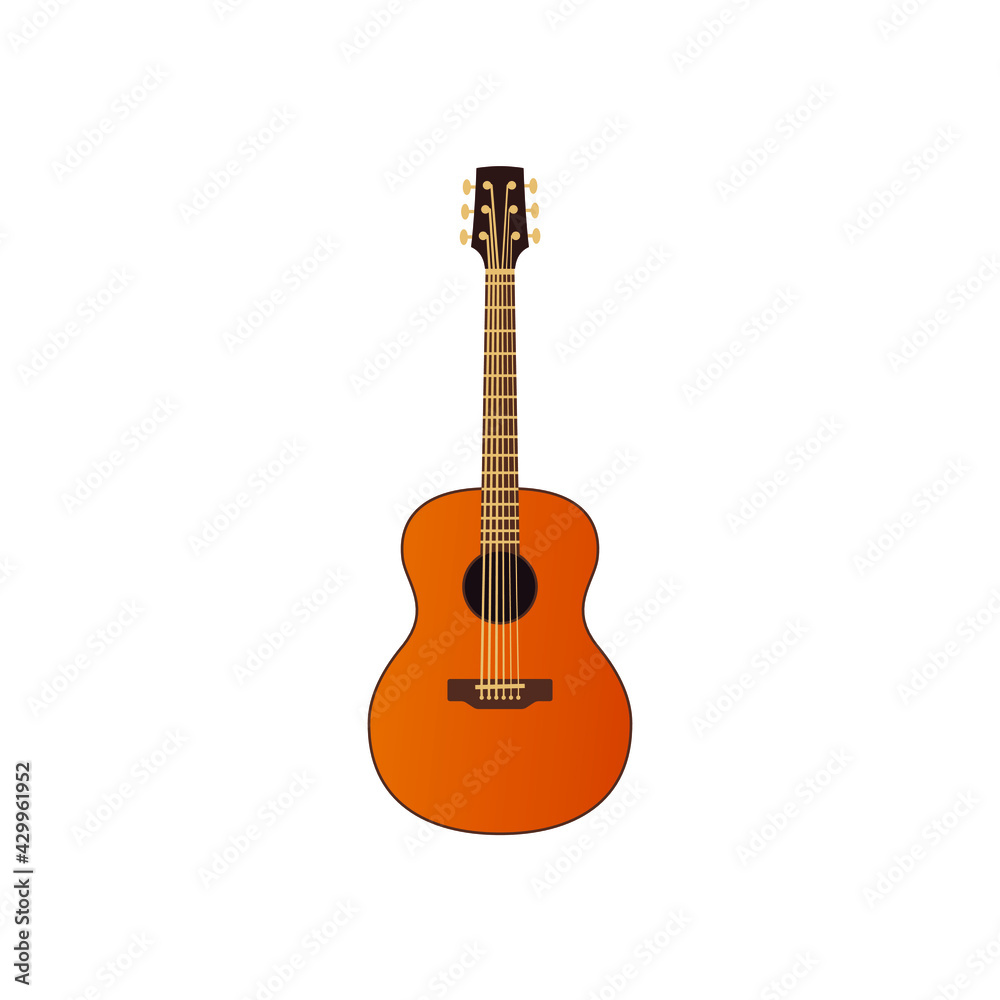 Acoustic guitar icon, music logo, isolated vector illustration.