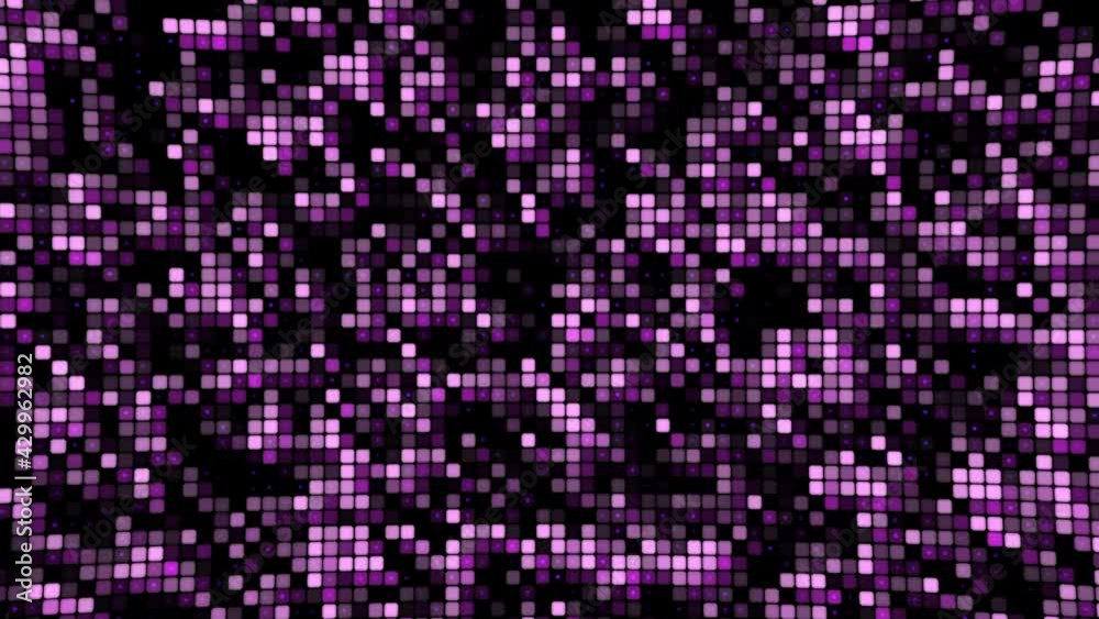 Random violet tiles in seamless loop animated mosaic. Minimal motion graphic background
