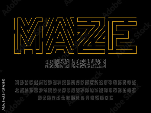 Vector of modern abstract maze style alphabet design
