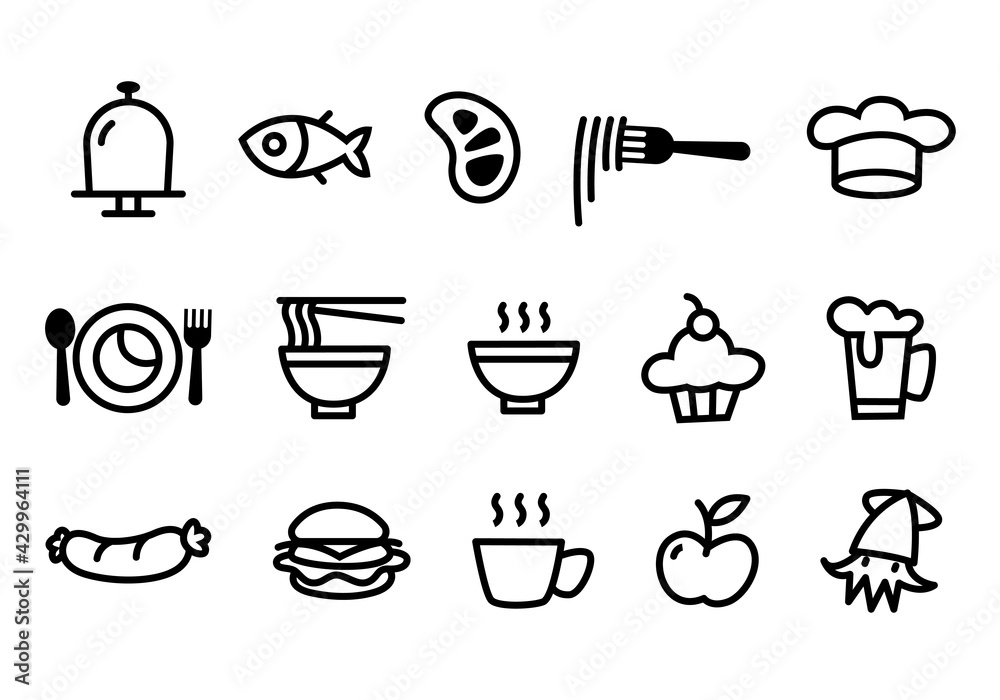 Fototapeta premium simple icon food doodle style, vector