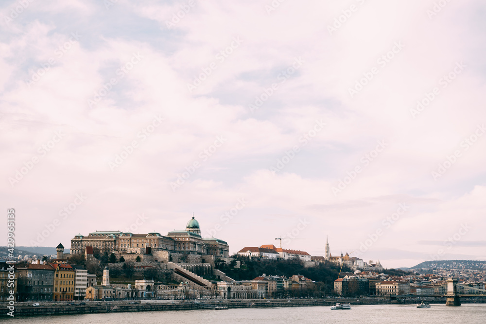 Panorama of the city with the ensemble of the Royal Palace in Budapest