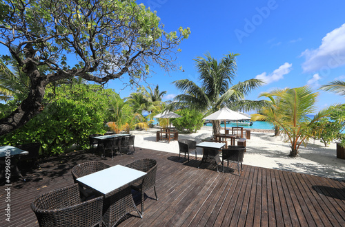 summer restaurant on a tropical island, Maldives