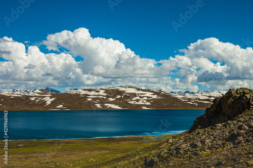 Deosai Beautiful Vibrant Landscape. Deosai National Park is a high-altitude alpine plain in the Northern Gilgit-Baltistan GB region of Kashmir Pakistan. Second highest plateaus in world.