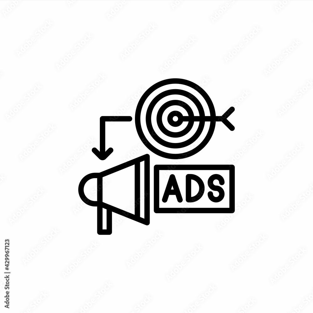 Advertising target icon in line style. Vector icon illustration