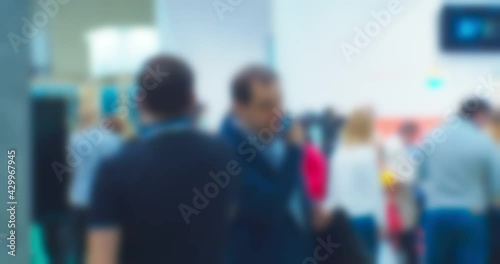 Wallpaper Mural Many people inside a large bright hall inside the business center.Blurred background on a business theme. Torontodigital.ca