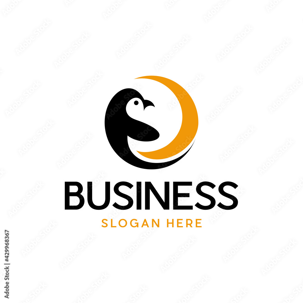 Animal Penguin Black Logo Design