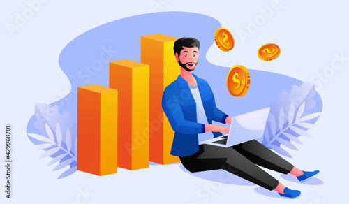 Freelancer relax working and make a lot of money
