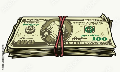 Stack of one hundred dollar bills