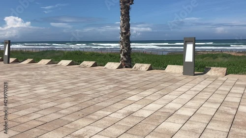 Beautiful view of the waves of ain diab beach in Casablanca, Morocco.