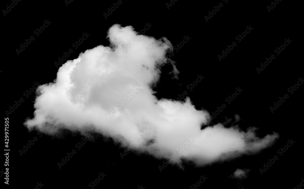 white Clouds isolated on black background.