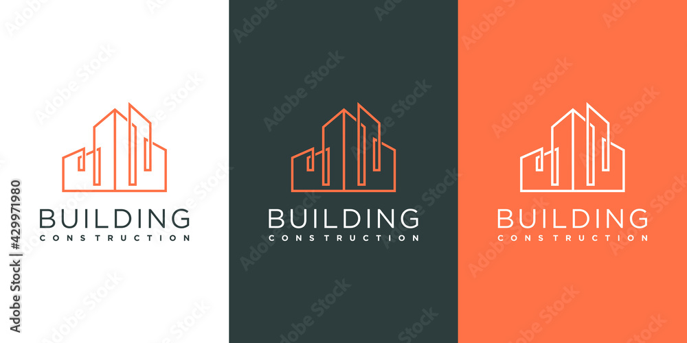 Simple building logo with modern line art style template Premium Vektor Simple building logo with modern line art style template Premium Vektor