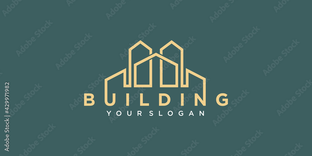 Building with line concept. city building abstract for company logo inspiration. Premium Vector Building with line concept. city building abstract for company logo inspiration. Premium Vector