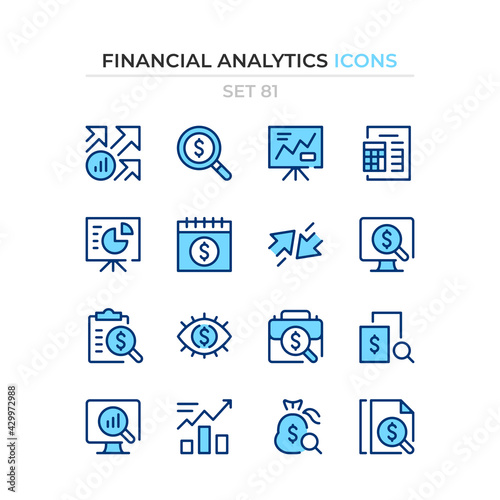Financial analytics icons. Vector line icons set. Premium quality. Simple thin line design. Modern outline symbols collection, pictograms.