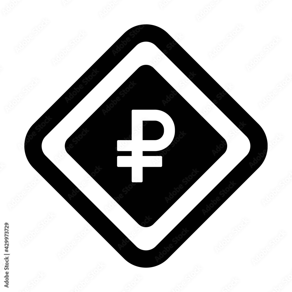 Obraz premium Ruble icon vector currency symbol sign for for business and finance in a flat color glyph pictogram illustration