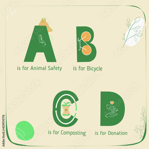 Ecology alphabet. Eco friendly abc