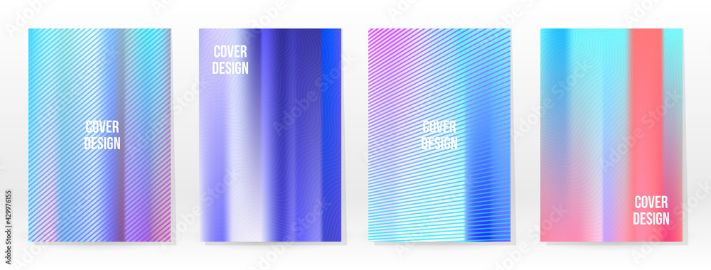 Fototapeta premium Holographic Poster Set Iridescent Technology Cover