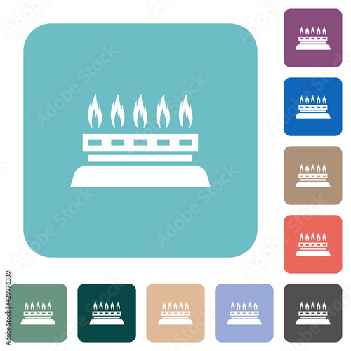Kitchen gas stove rounded square flat icons