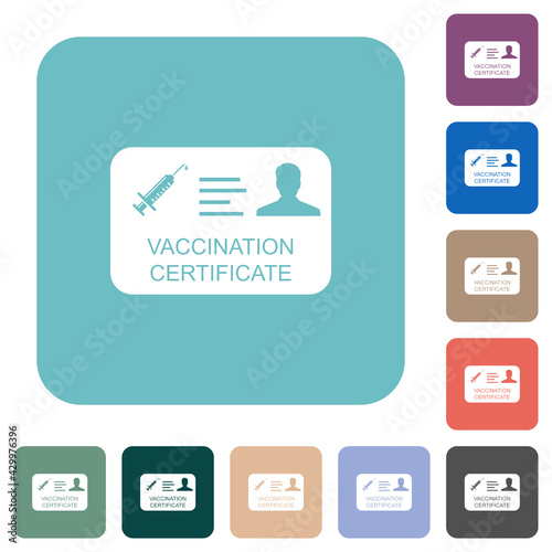 Vaccination certificate rounded square flat icons