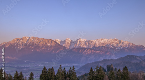 Sunset view towards the kaiser