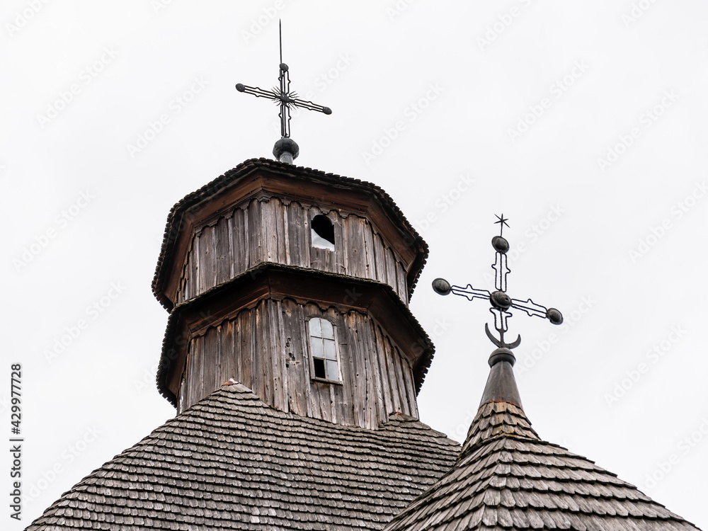 The Church of Holy Cross at Drohobych, Ukraine. The typical example for the Wooden Churches of the Carpathian Region.