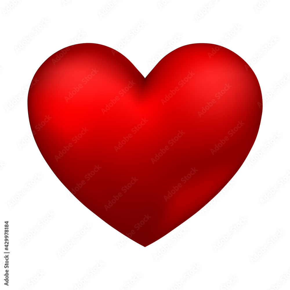Red 3d valentine heart vector illustration isolated white background