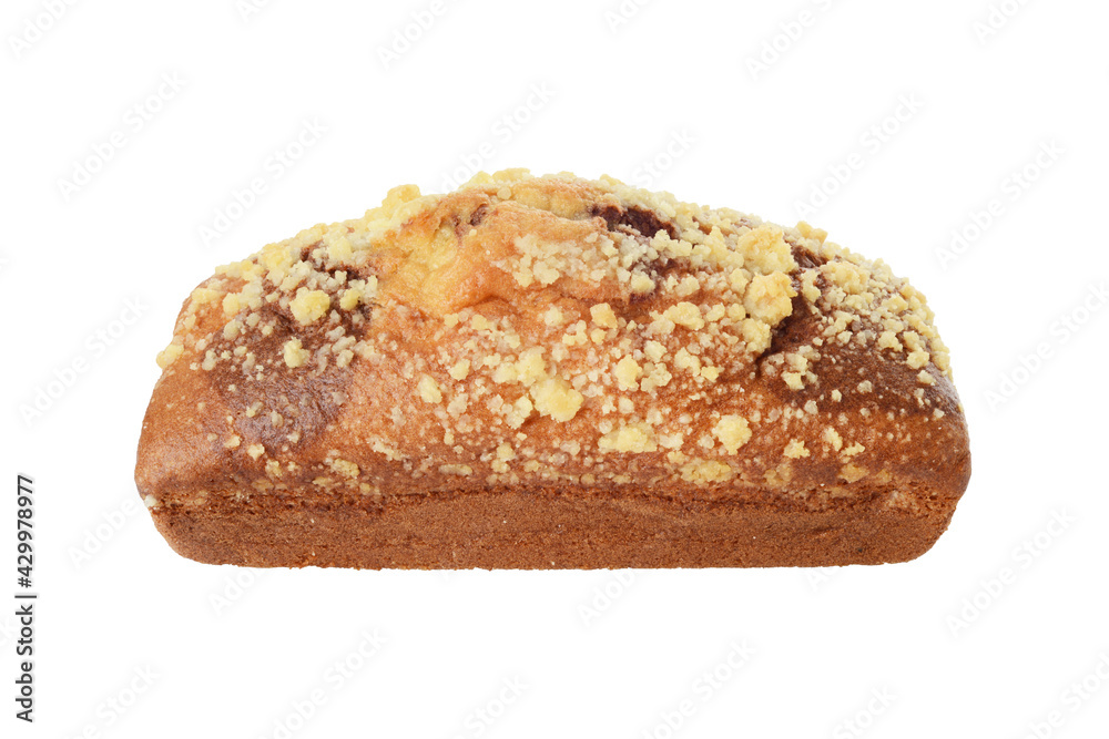 isolated cinnamon swirl cake on white