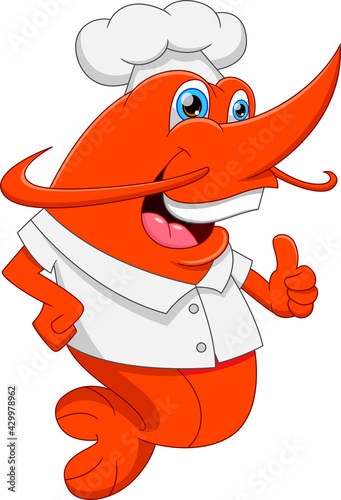 cartoon chef shrimp thumbs up