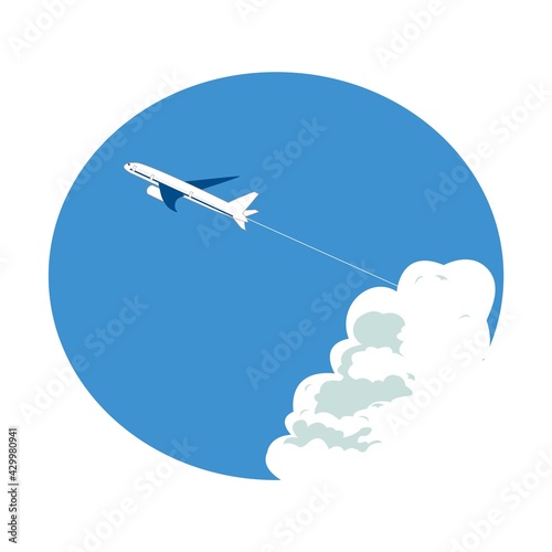 青空と飛ぶ飛行機
