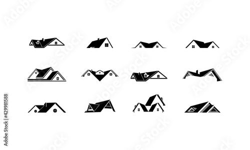 Modern roof house set icon logo