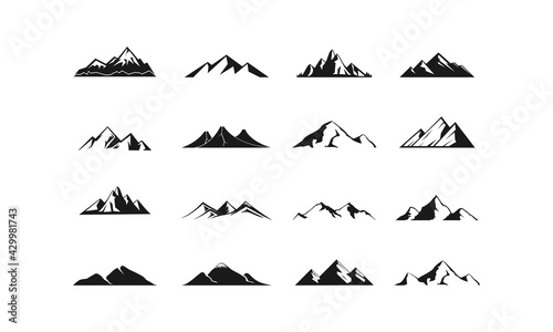 Rock mountains icon set illustration vector
