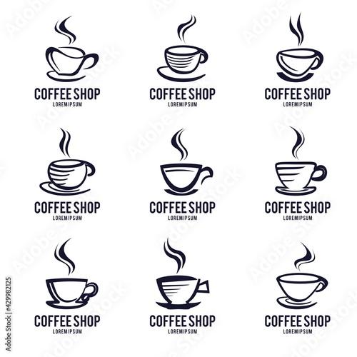 Coffee Cup Icon Logo Design Set