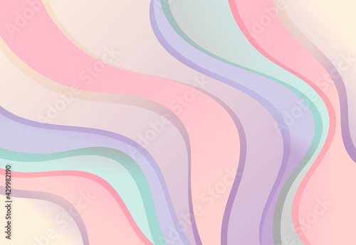 Vector horizontal abstract background. Waves in creams and pinks and mint tones with a gradient. Idea for wallpaper or design.