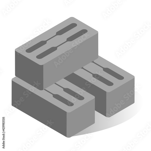 Cinder block vector flat illustration. Industrial cement block for building or construction work