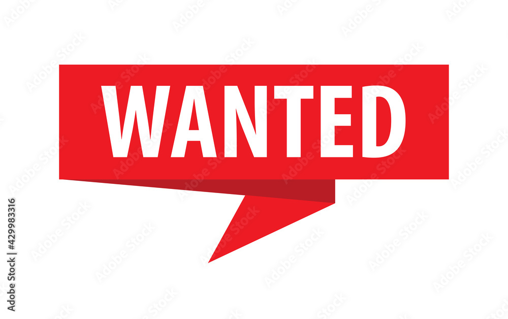 Wanted - Origami Speech Bubble. Vector banner. Label set Wanted - Origami Speech Bubble. Vector banner. Label set