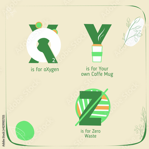 Ecology alphabet. Eco friendly abc