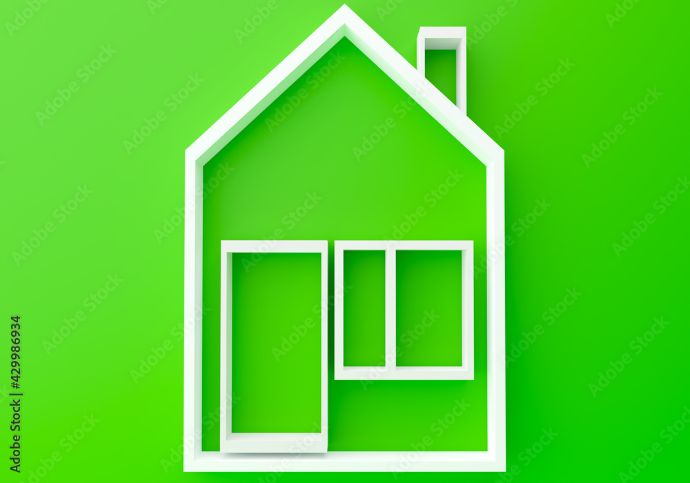 A schematic image of a house made of white sticks. A symbolic building on a green background. An elongated abstract house. Interior design. 3d icon of the dwelling. The symbol of the hotel. A schematic image of a house made of white sticks. A symbolic building on a green background. An elongated abstract house. Interior design. 3d icon of the dwelling. The symbol of the hotel.
