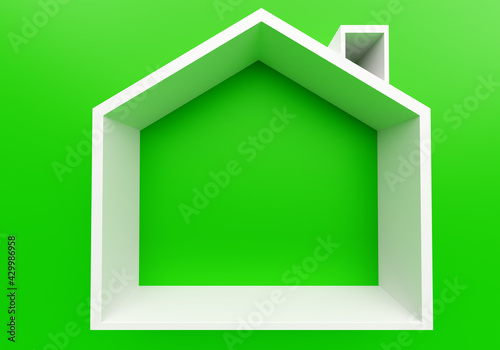 Wallpaper Mural Small house super icon. A schematic home image on a green background. The concept of housing. Your home. Volumed model of a small house. 3d building on green. Torontodigital.ca