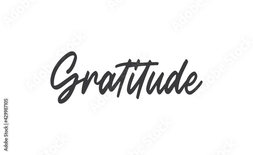Gratitude word lettering design. Hand drawn lettering style. Thankful and motivational message.