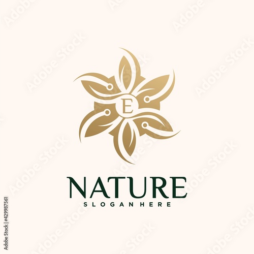 Collection of nature flower logo designs golden floral logo outline
