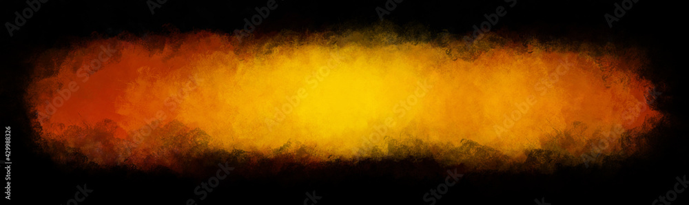orange yellow art banner on black background. hand-drawn background