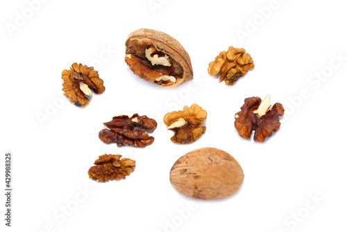 Walnuts nuts isolated on white food background